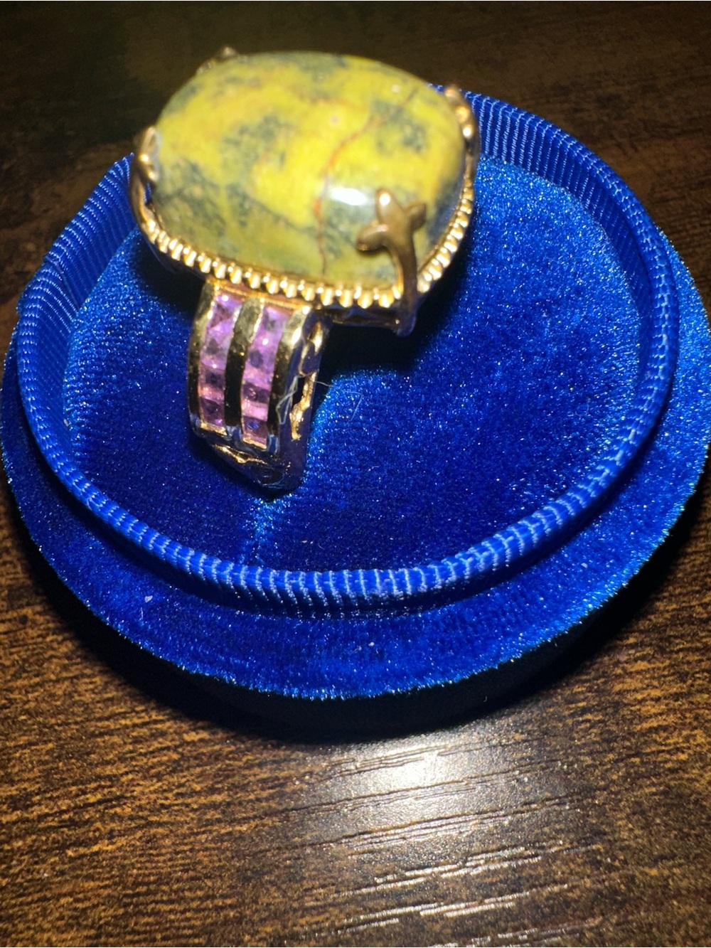 Vermeil Yellow Gold Sterling Tasmanian Stichtite sz 9
